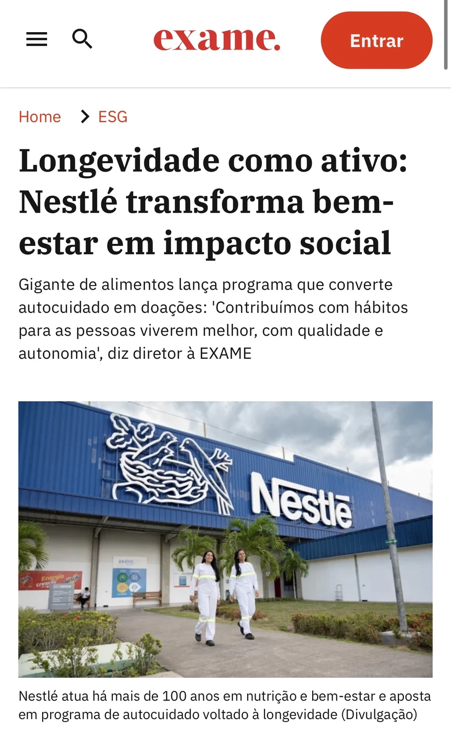 Matéria da EXAME sobre o Movimento Que Faz Bem