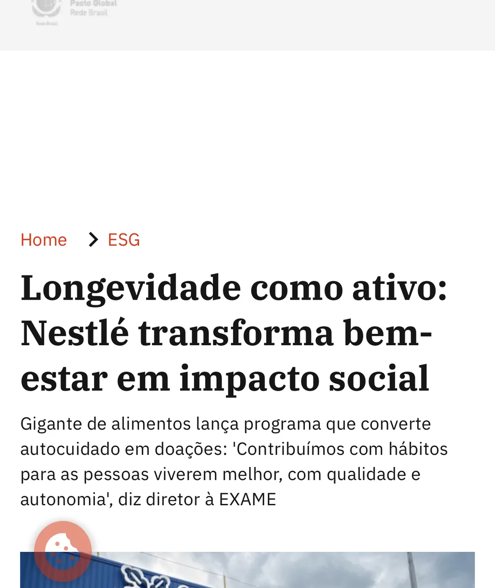 Captura da matéria da EXAME sobre o Movimento Que Faz Bem da Nestlé