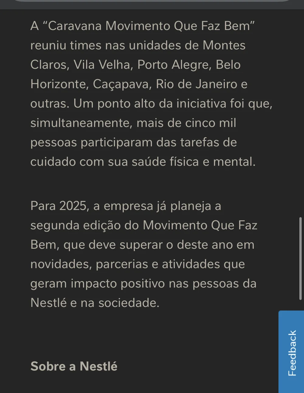 Conteúdo da Nestlé sobre a Caravana Movimento Que Faz Bem e sua passagem por Porto Alegre