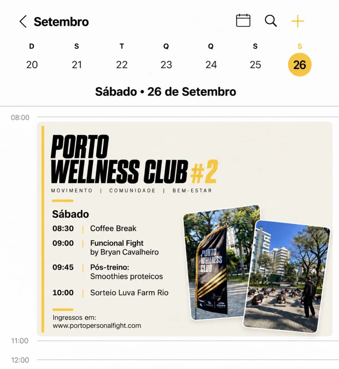 Agenda Porto Wellness Club #2 de 26 de setembro